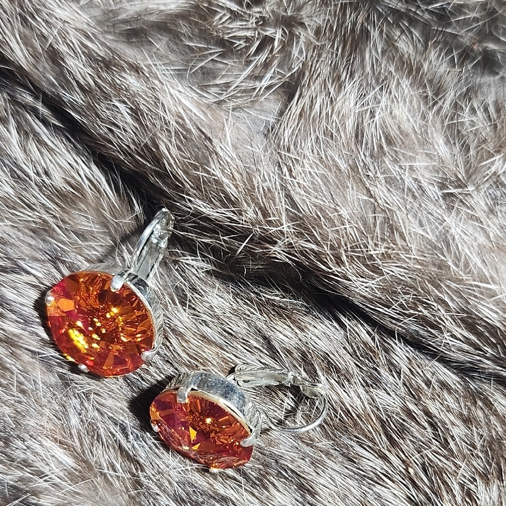 Sabika Radiant Orange Crystal Earrings - Picture 2 of 3